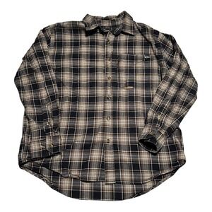 Drake Waterfowl‎ Autumn 100% Cotton Long Sleeve Plaid Flannel Men's Large Logo